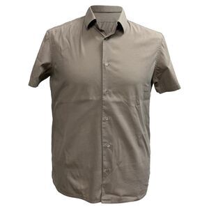 Miu Miu Button-Down Short Sleeve Shirt in Beige Cotton